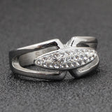 Gothic Leaf Crystal Zircon Stainless Steel Ring For Woman