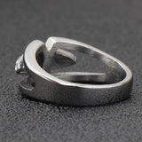 Gothic Leaf Crystal Zircon Stainless Steel Ring For Woman
