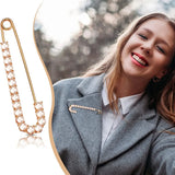 Crystal & Pearl Women Brooch Pins Sweater Clips Gold & Silver (8 Pieces)