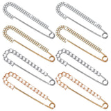 Crystal & Pearl Women Brooch Pins Sweater Clips Gold & Silver (8 Pieces)