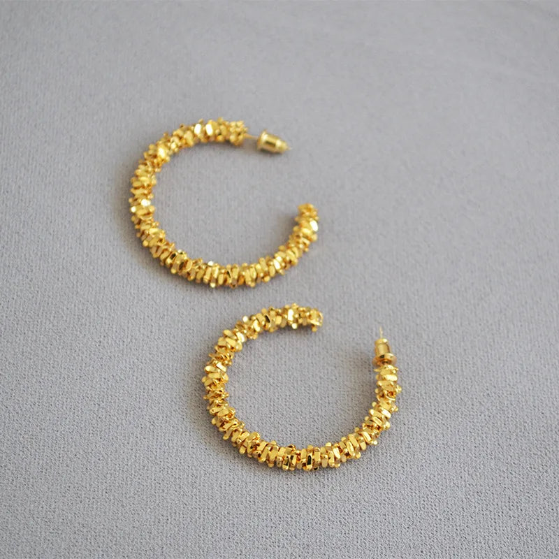 Women's C Plated Earrings Hoop with 925 Silver Pin