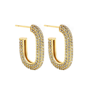 Rainbow CZ Ear Cuff Earrings Set Crystal Clip-on Jewelry
