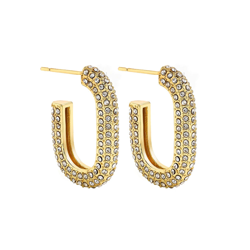 Rainbow CZ Ear Cuff Earrings Set Crystal Clip-on Jewelry