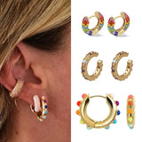 Rainbow CZ Ear Cuff Earrings Set Crystal Clip-on Jewelry
