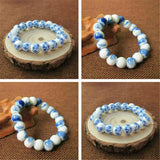 Ceramic Beads & Porcelain Floral Bracelet Bangle Jewelry Gift
