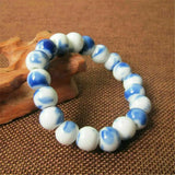 Ceramic Beads & Porcelain Floral Bracelet Bangle Jewelry Gift