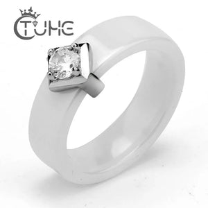 Crystal Element Ceramic Wedding Ring for Women