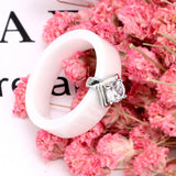 Crystal Element Ceramic Wedding Ring for Women