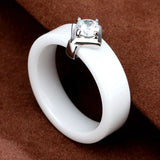 Crystal Element Ceramic Wedding Ring for Women