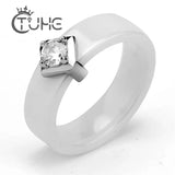 Crystal Element Ceramic Wedding Ring for Women
