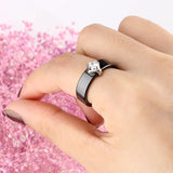 Crystal Element Ceramic Wedding Ring for Women