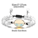 Cat Eye Beads Bracelet Drop Pendant Braided Couple Bangle Jewelry Gift