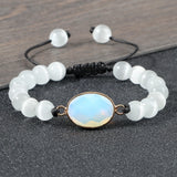 Cat Eye Beads Bracelet Drop Pendant Braided Couple Bangle Jewelry Gift