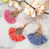 Vintage Bohemian Tassel Pendant Necklace Choker Leather Chain