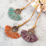 Vintage Bohemian Tassel Pendant Necklace Choker Leather Chain