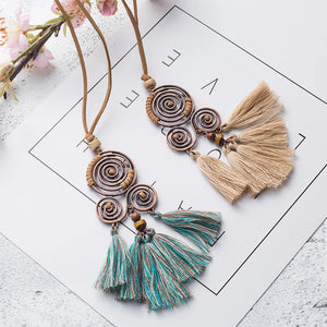 Vintage Bohemian Tassel Pendant Necklace Choker Leather Chain