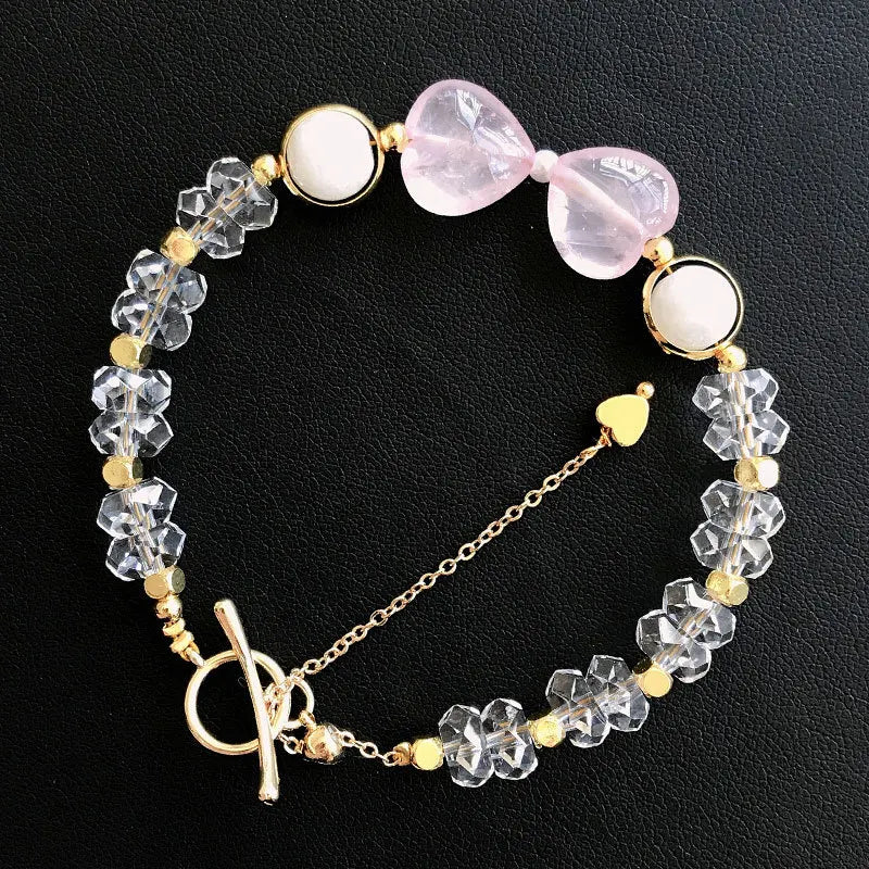 Heart-Shaped Pink Crystal DIY Bracelet Sweet Fine OL Girlfriend Chain