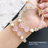 Heart-Shaped Pink Crystal DIY Bracelet Sweet Fine OL Girlfriend Chain