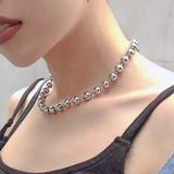 Stainless Steel Bead Chain Ball Necklace Punk Jewelry