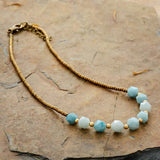 Amazonite Seed Beads Necklace Natural Stone Art Jewelry