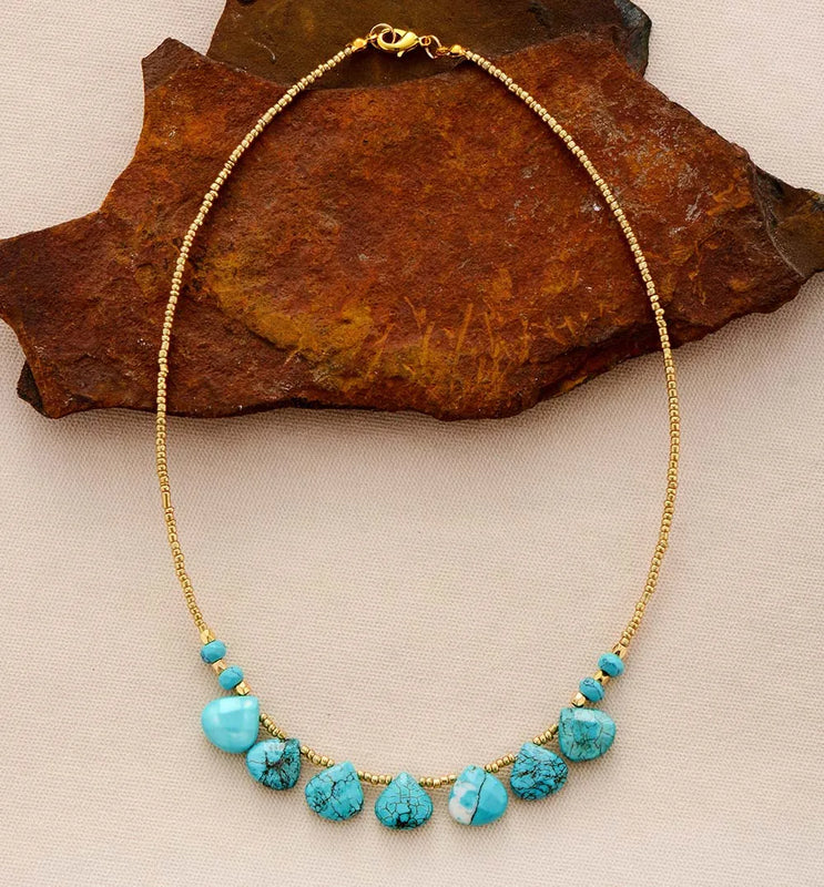 Turquoise Seed Beads Choker Necklace for Women