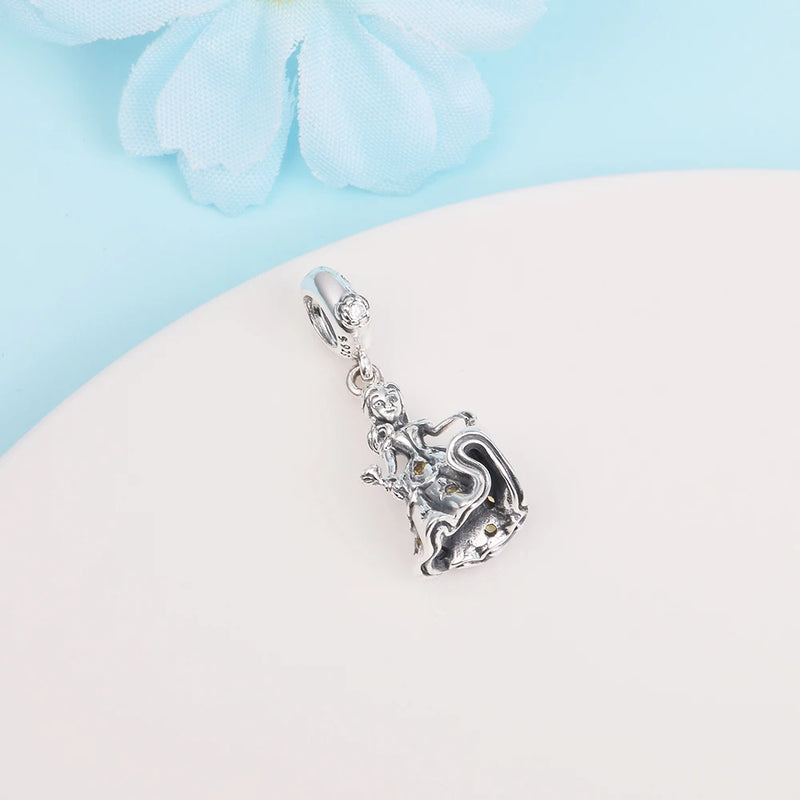 Real S925 Sterling Silver Christmas Girl Charm Pendant Beads