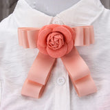 Wool Camellia Rose Ribbon Bow Knot Flower Brooch Coat Dress Corsage