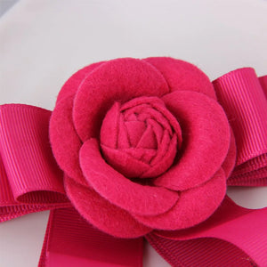 Wool Camellia Rose Ribbon Bow Knot Flower Brooch Coat Dress Corsage