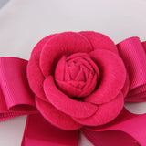Wool Camellia Rose Ribbon Bow Knot Flower Brooch Coat Dress Corsage