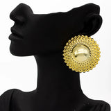 24K Plated Dubai African Beads Circle Round Big Earrings Lady Jewelry