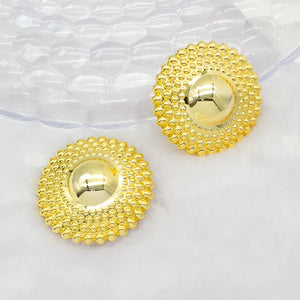 24K Plated Dubai African Beads Circle Round Big Earrings Lady Jewelry