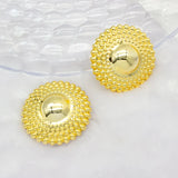 24K Plated Dubai African Beads Circle Round Big Earrings Lady Jewelry