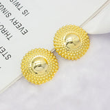 24K Plated Dubai African Beads Circle Round Big Earrings Lady Jewelry