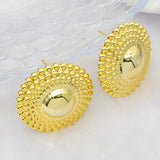 24K Plated Dubai African Beads Circle Round Big Earrings Lady Jewelry