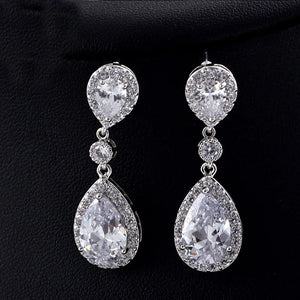 Clip on Earrings for Non Pierced Ears CZ Stone Dangle Drop