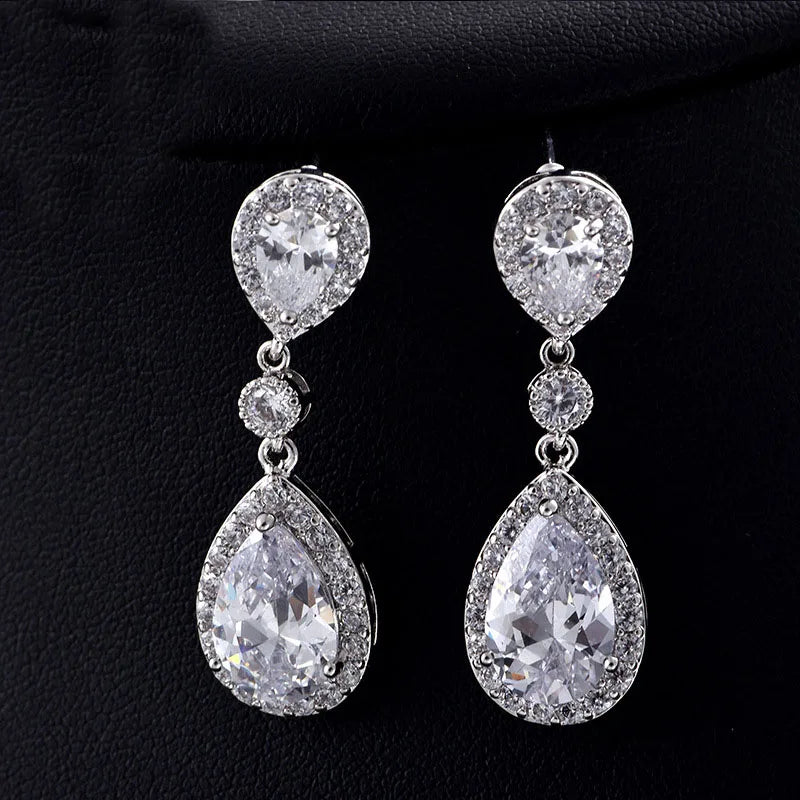 Clip on Earrings for Non Pierced Ears CZ Stone Dangle Drop