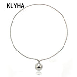 Circle Metal Ball Statement Necklace Silver