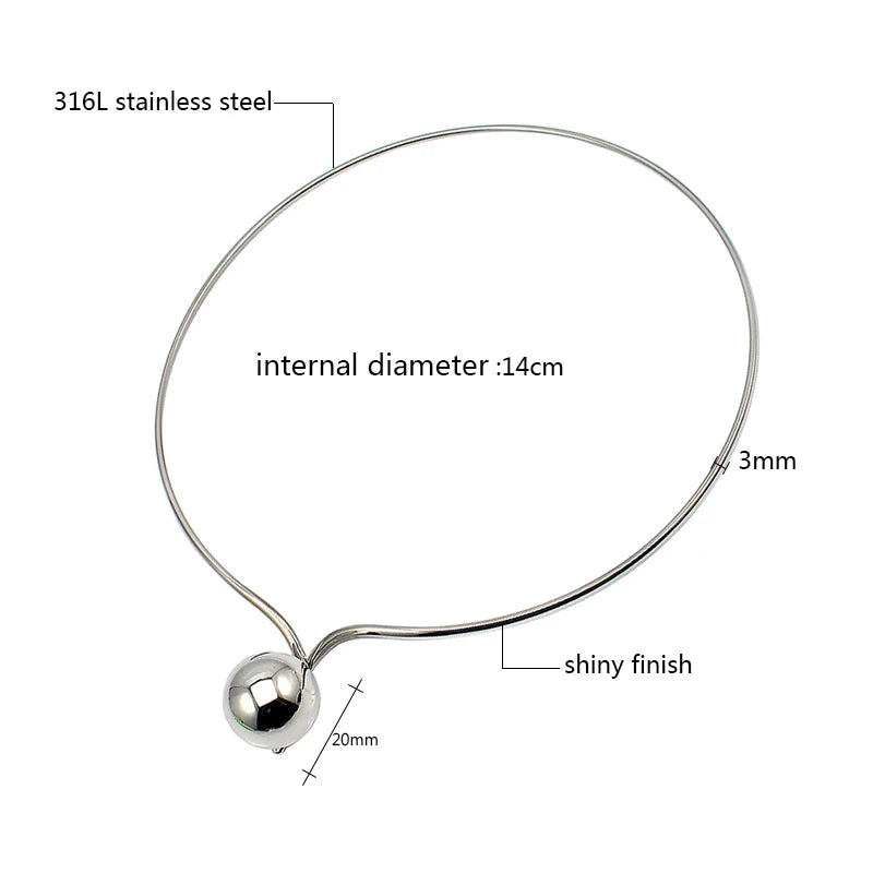 Circle Metal Ball Statement Necklace Silver