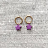 Women Star Stone Pendant Earrings High Stainless Steel Hoops Retro Beach Jewelry
