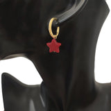 Women Star Stone Pendant Earrings High Stainless Steel Hoops Retro Beach Jewelry