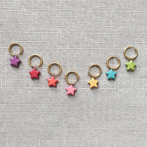 Women Star Stone Pendant Earrings High Stainless Steel Hoops Retro Beach Jewelry