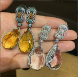 Women Large Water Drop Earrings Bright Jewelry