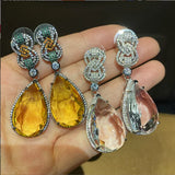 Women Large Water Drop Earrings Bright Jewelry