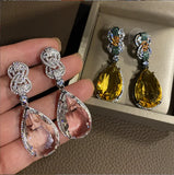 Women Large Water Drop Earrings Bright Jewelry