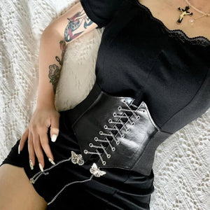 Women Gothic Butterfly Chain Waist Belt Corset Slim Shaper Strap