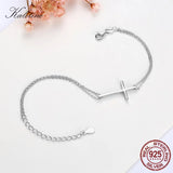 925 Silver Cross Bracelet High CZ Women Wrist Jewelry