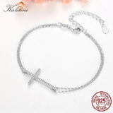 925 Silver Cross Bracelet High CZ Women Wrist Jewelry