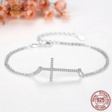 925 Silver Cross Bracelet High CZ Women Wrist Jewelry