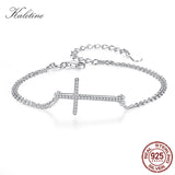 925 Silver Cross Bracelet High CZ Women Wrist Jewelry