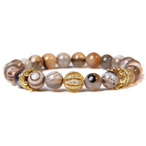Crown Charm Bracelet Agates Beads CZ Ball Bracelet